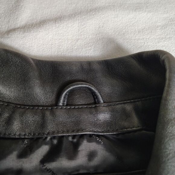 Wilsons Womens 90s Classic Leather Jacket Size M Black Fitted Minimalist Capsule - Picture 13 of 16